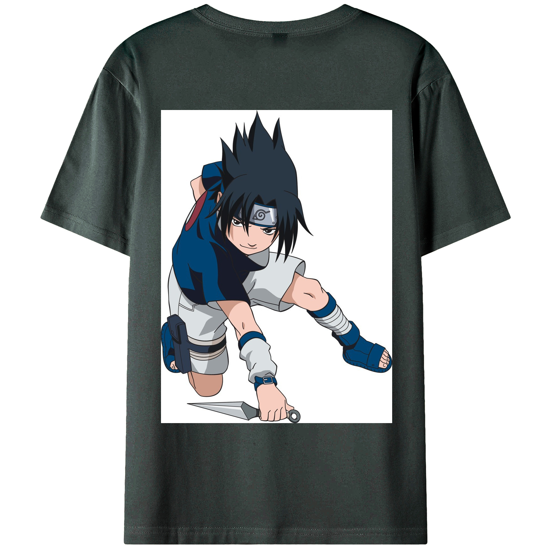 （画像用） NARUTO -ナルト- うちは サスケ Uchiha Sasuke 綿100％ メンズ半袖Tシャツ（バックプリント） 通気性